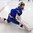 ZLIN, CZECH REPUBLIC - JANUARY 7: Sweden's Anna Amholt #30 stretches ahead of preliminary round action against Canada at the 2017 IIHF Ice Hockey U18 Women's World Championship. (Photo by Andrea Cardin/HHOF-IIHF Images)